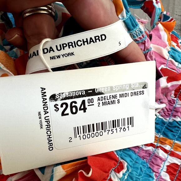 Amanda Uprichard Adelene Pocket Nap Dress Bright Floral Midi Miami NWT Small - Picture 7 of 7